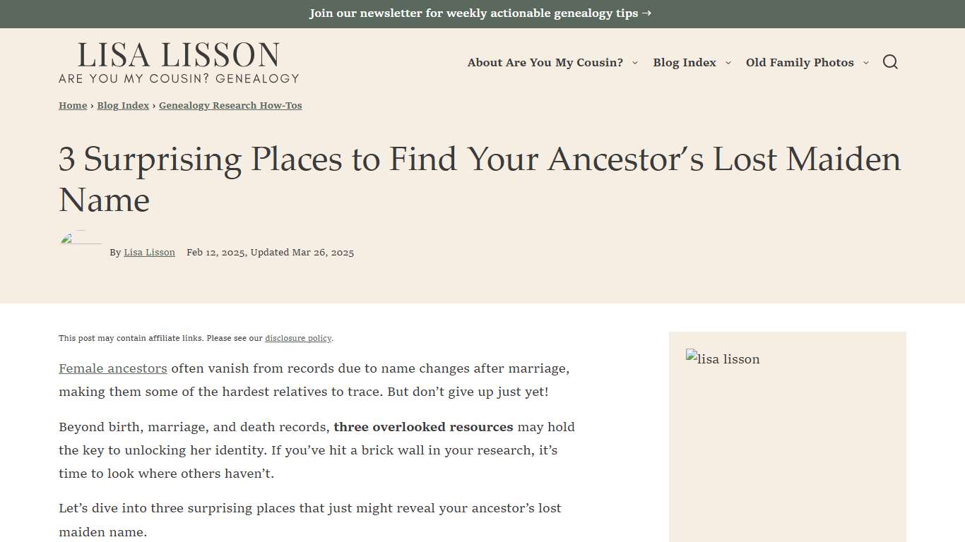3 Places To Find An Ancestor's Maiden Name - Are You My Cousin?